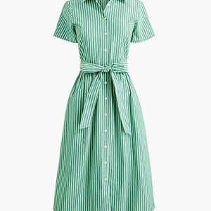 J.Crew Factory Striped short-sleeve midi shirtdress Green 2